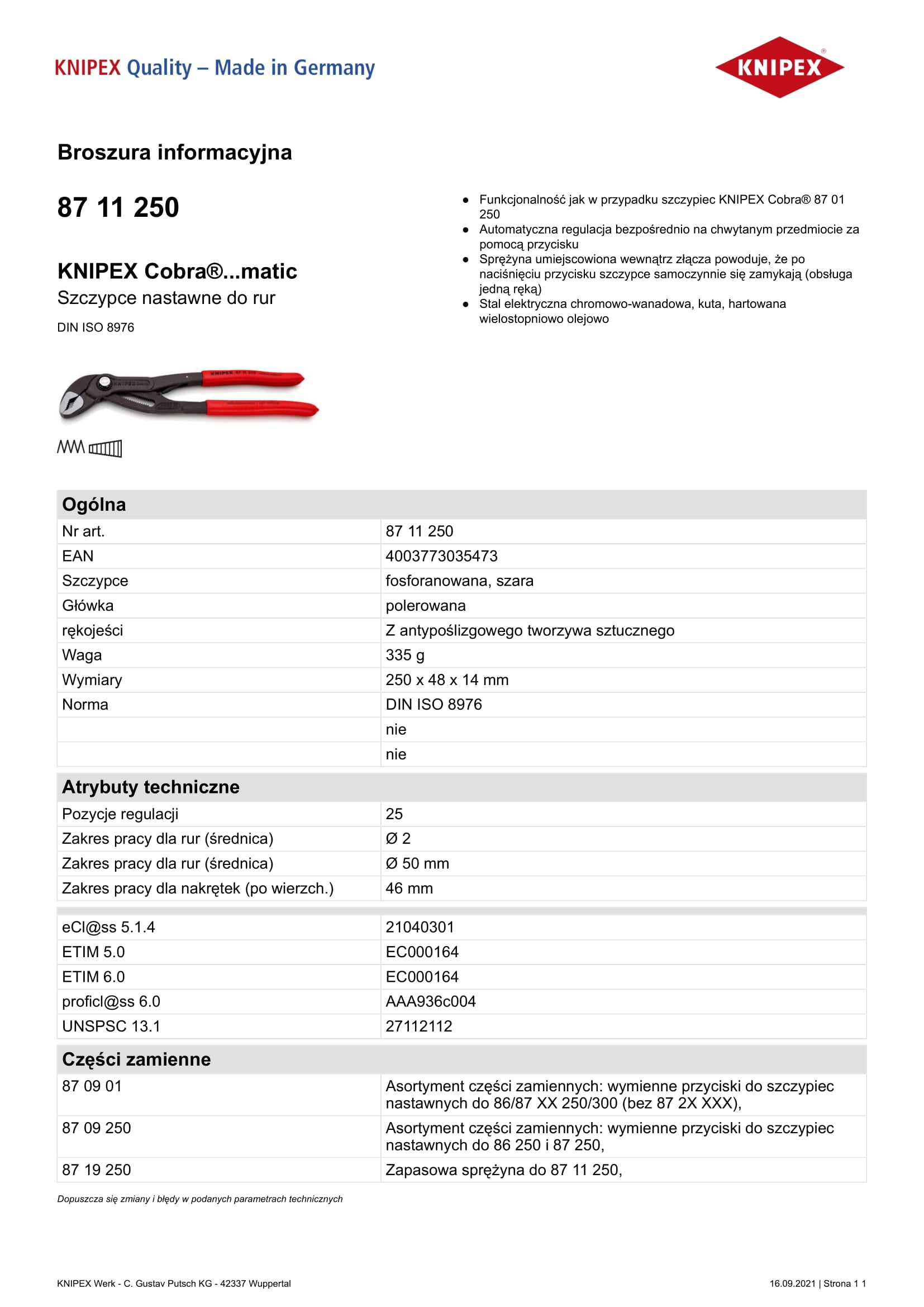 Cobra verstellbare Rohrzange 250 mm