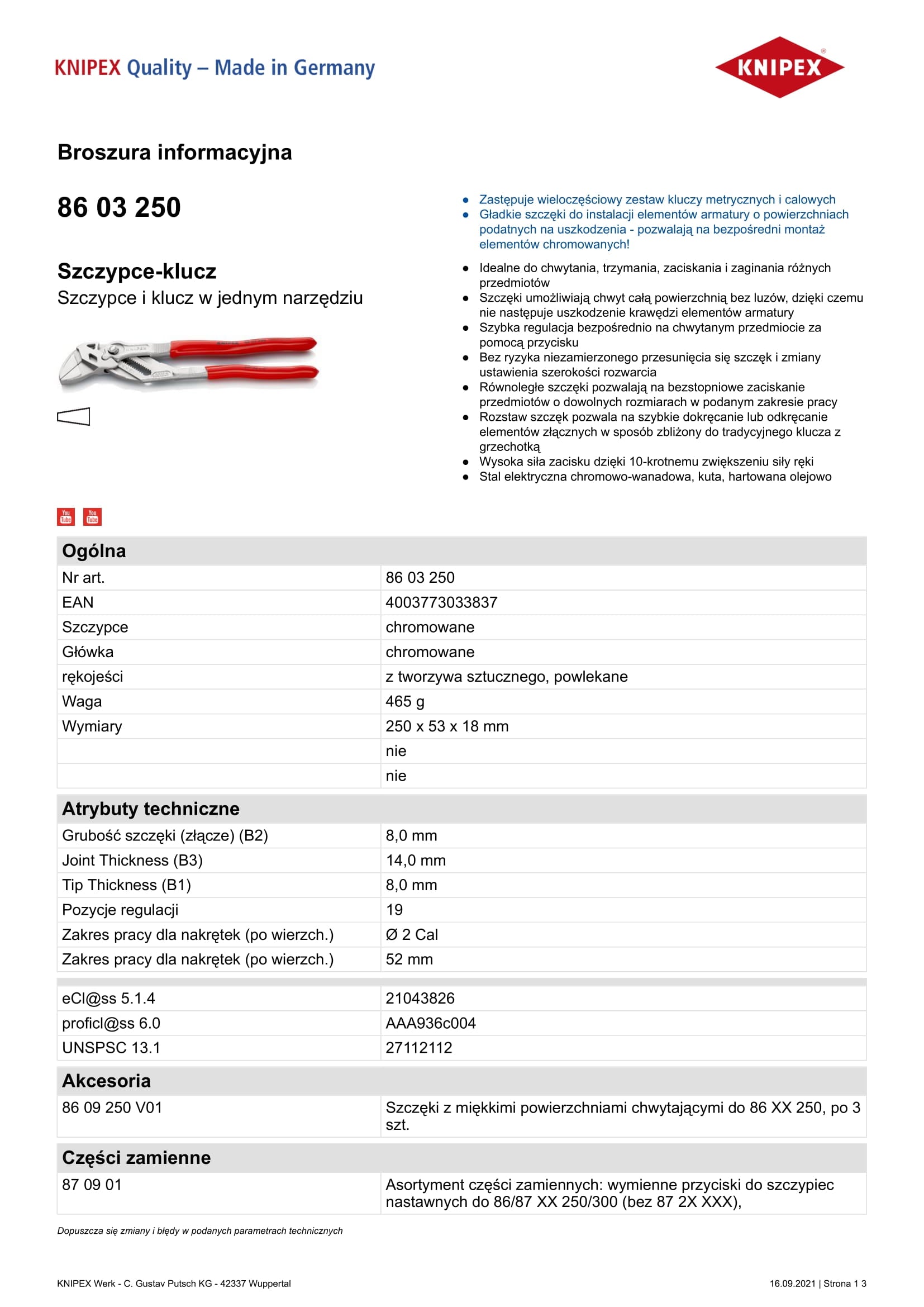 Pinza chiave 250mm