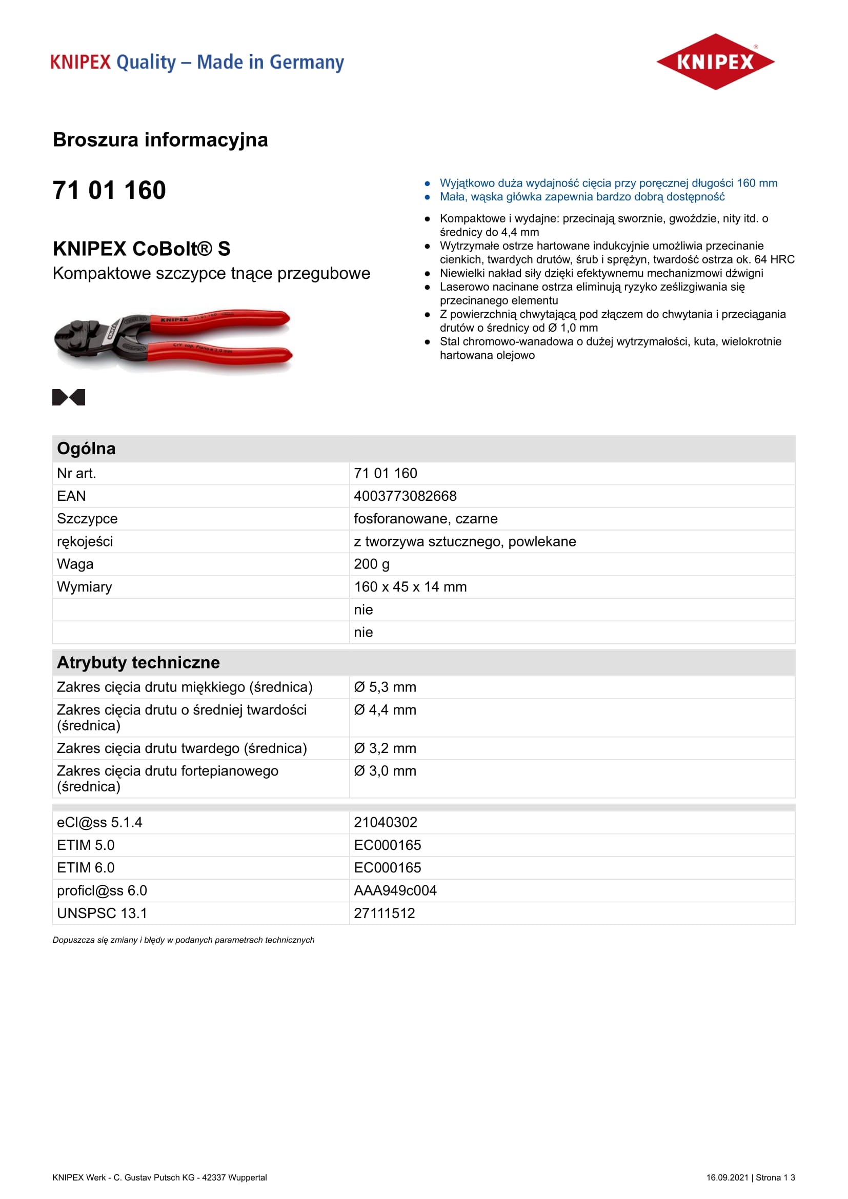 Cobolt 160 mm Gelenkschneidezange