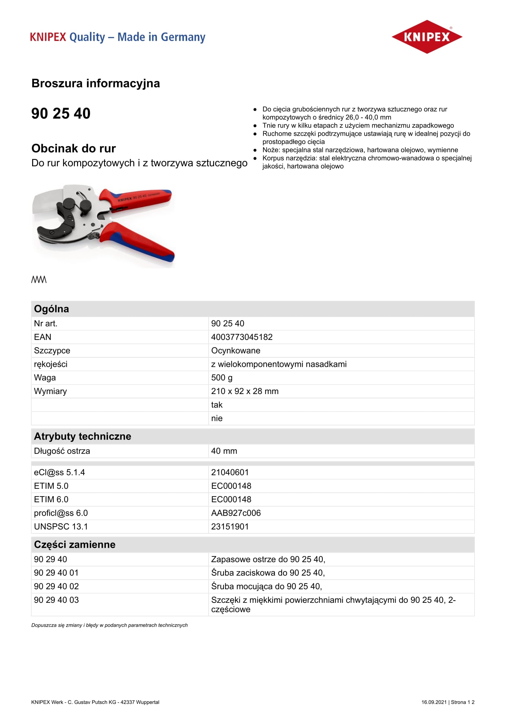 Taglierina Per Tubi Compositi E Plastica 210mm