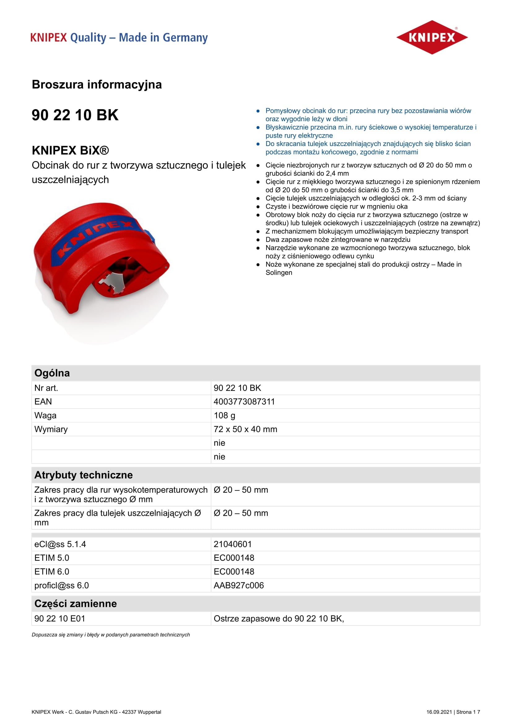 Bix Cutter For Plastic Pipes And Sleeves 20-50mm