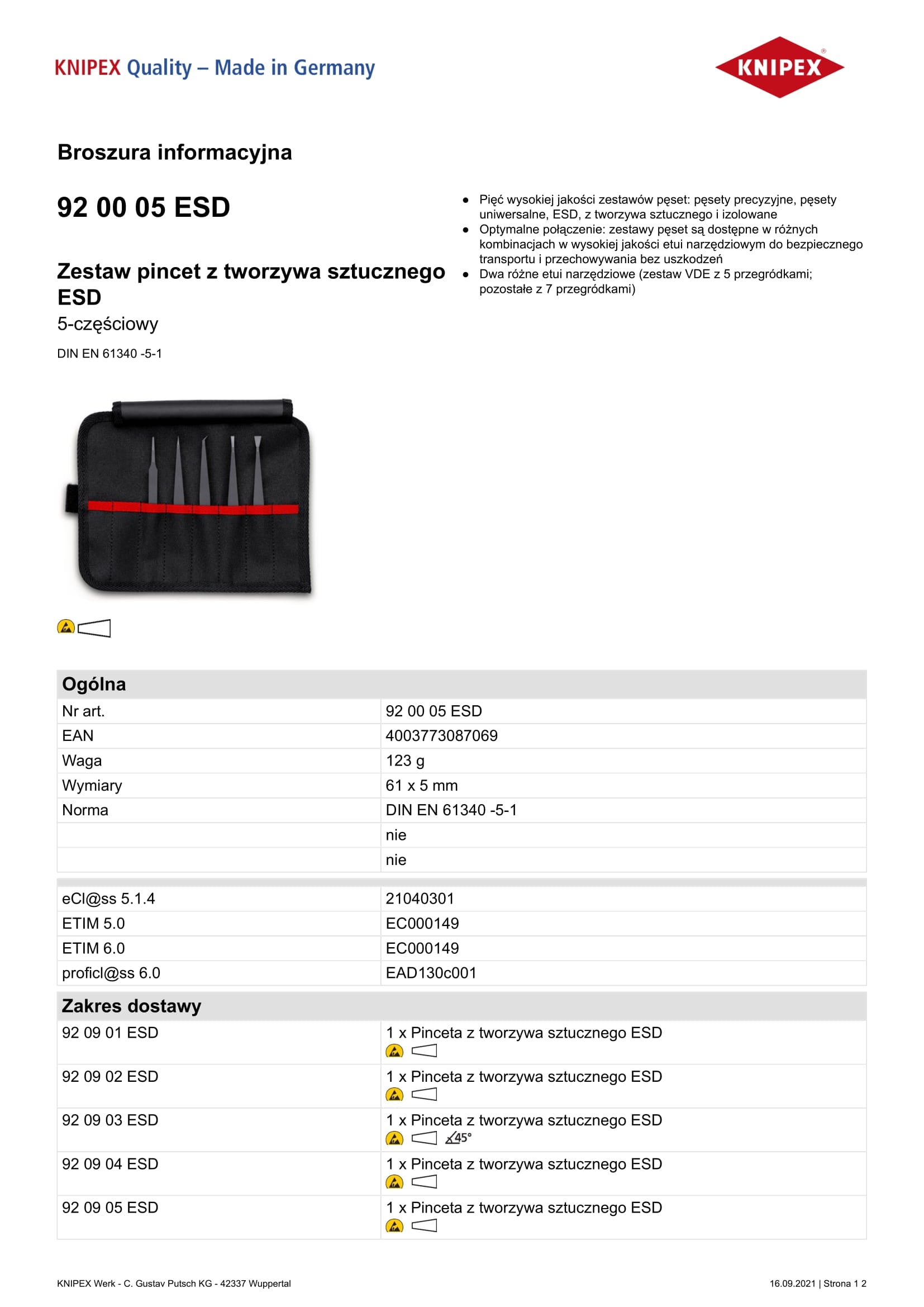 Esd műanyag csipeszkészlet 5 db.