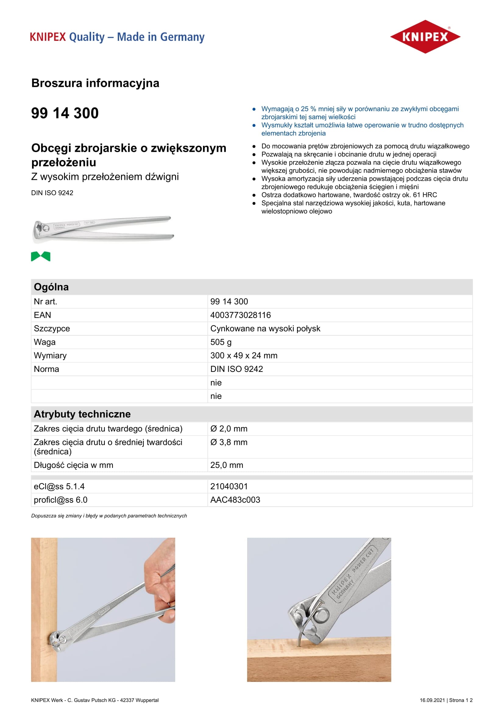 Pinzas de construcción galvanizadas con relación aumentada de 300 mm