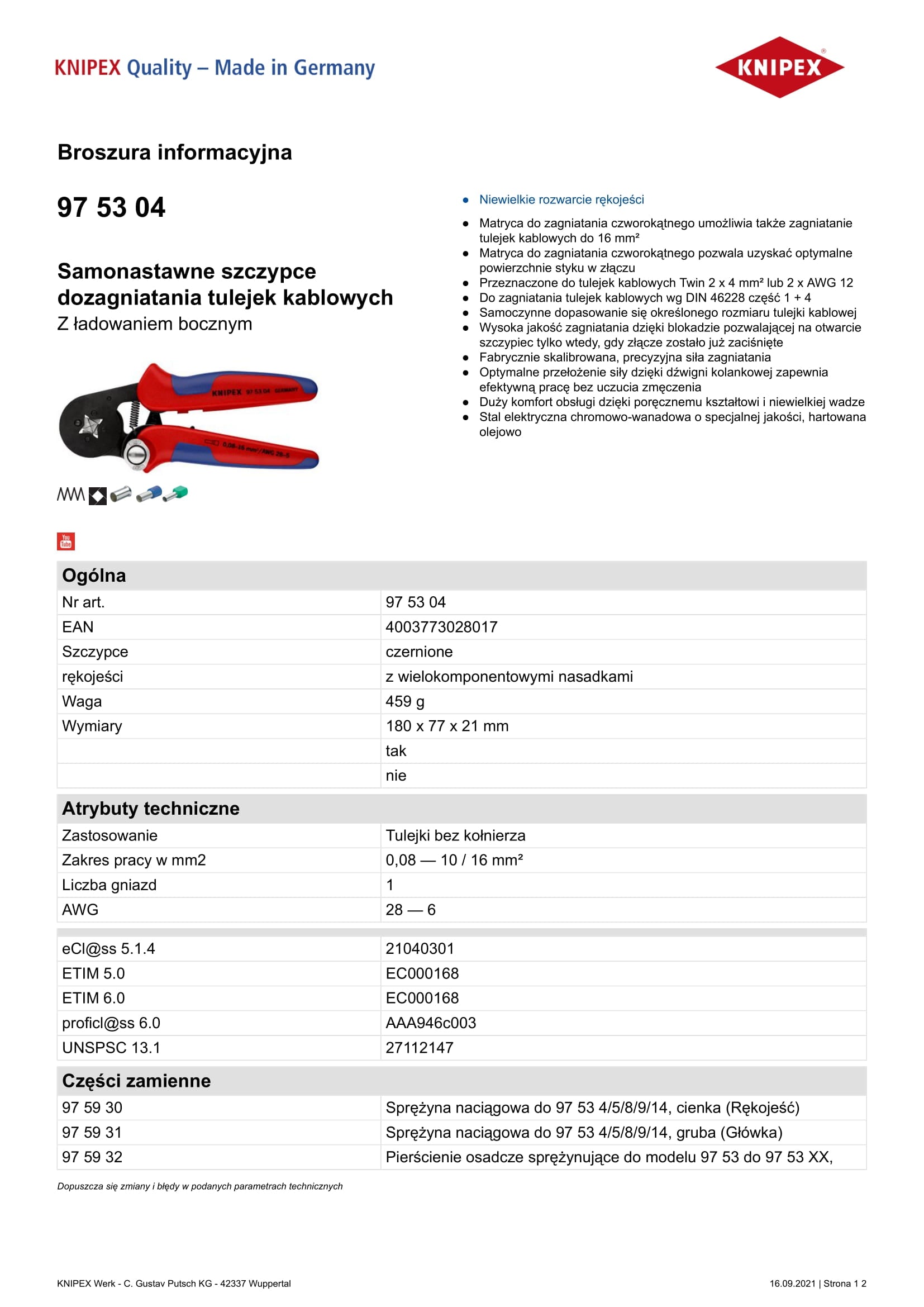 Self-adjusting 180mm Sleeve Crimping Pliers