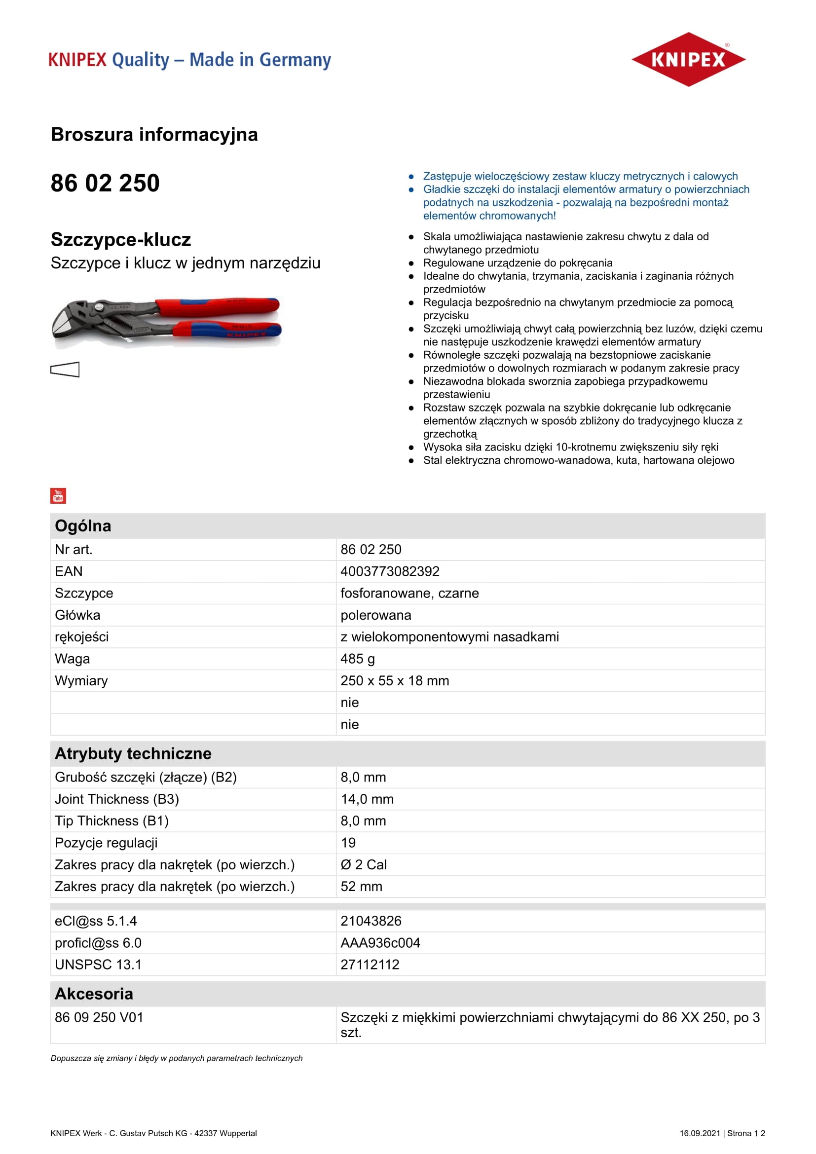 Pinza chiave 250mm