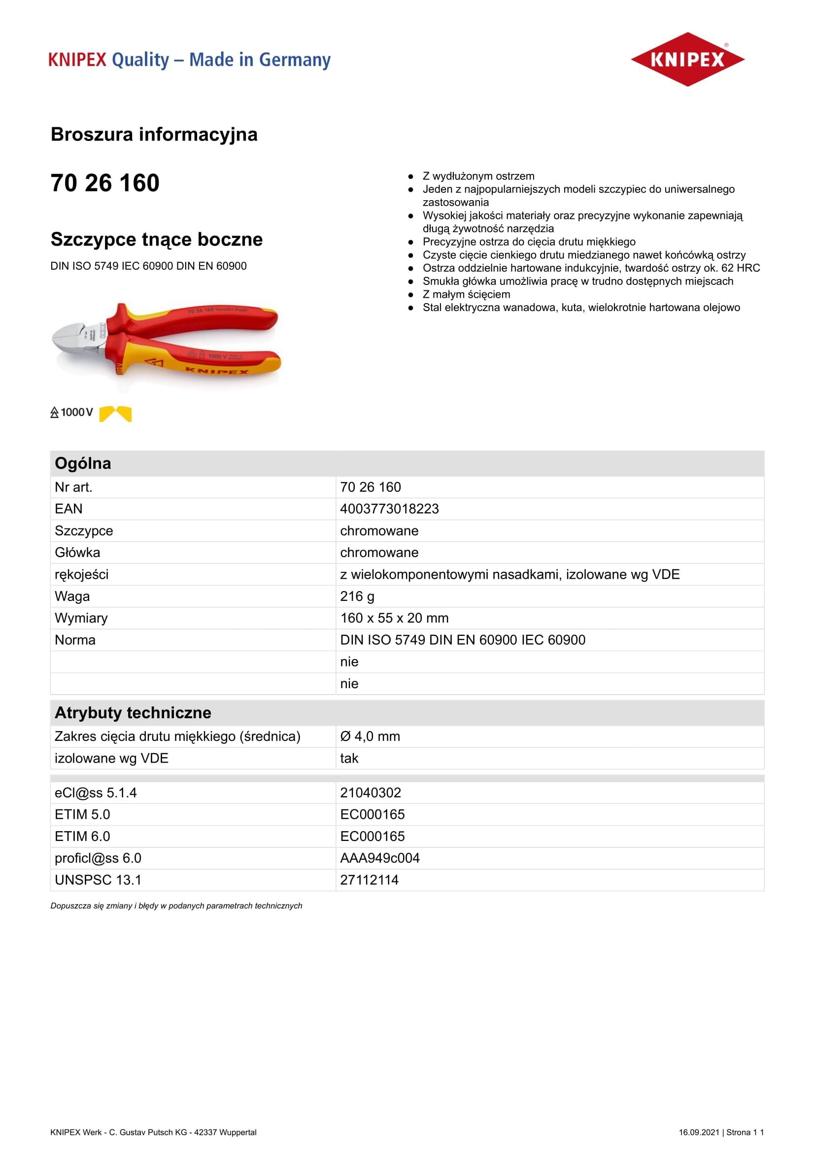 Isolierte Seitenschneider 160 mm