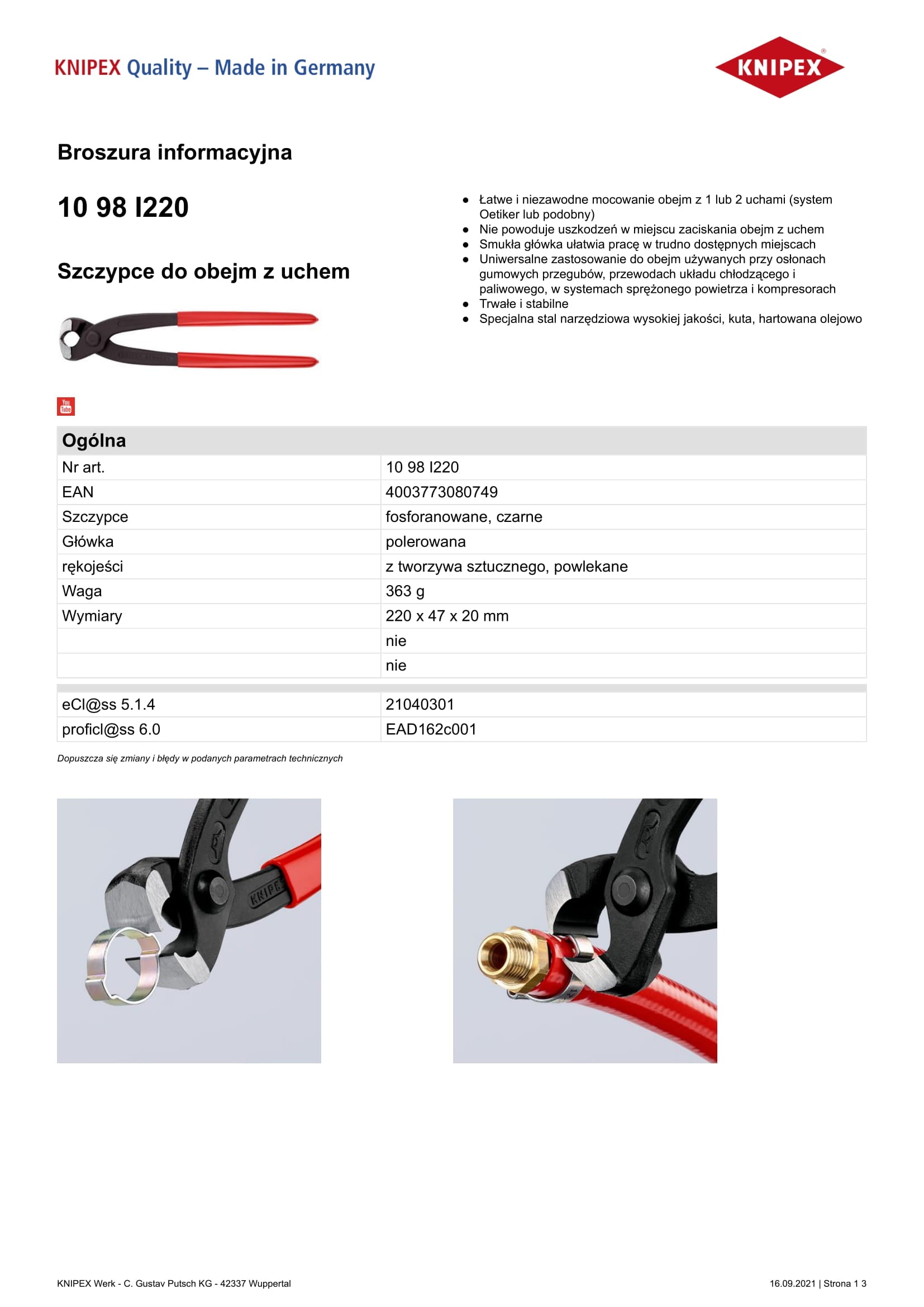 Pinza per installazione serracavi Oetiker