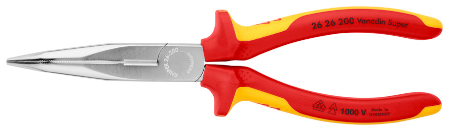 Geïsoleerde lange gebogen kniptang halfrond 200 mm