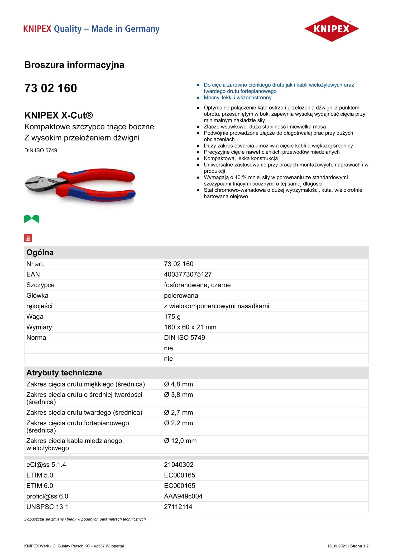 Bočné strihacie kliešte X-cut 160 mm
