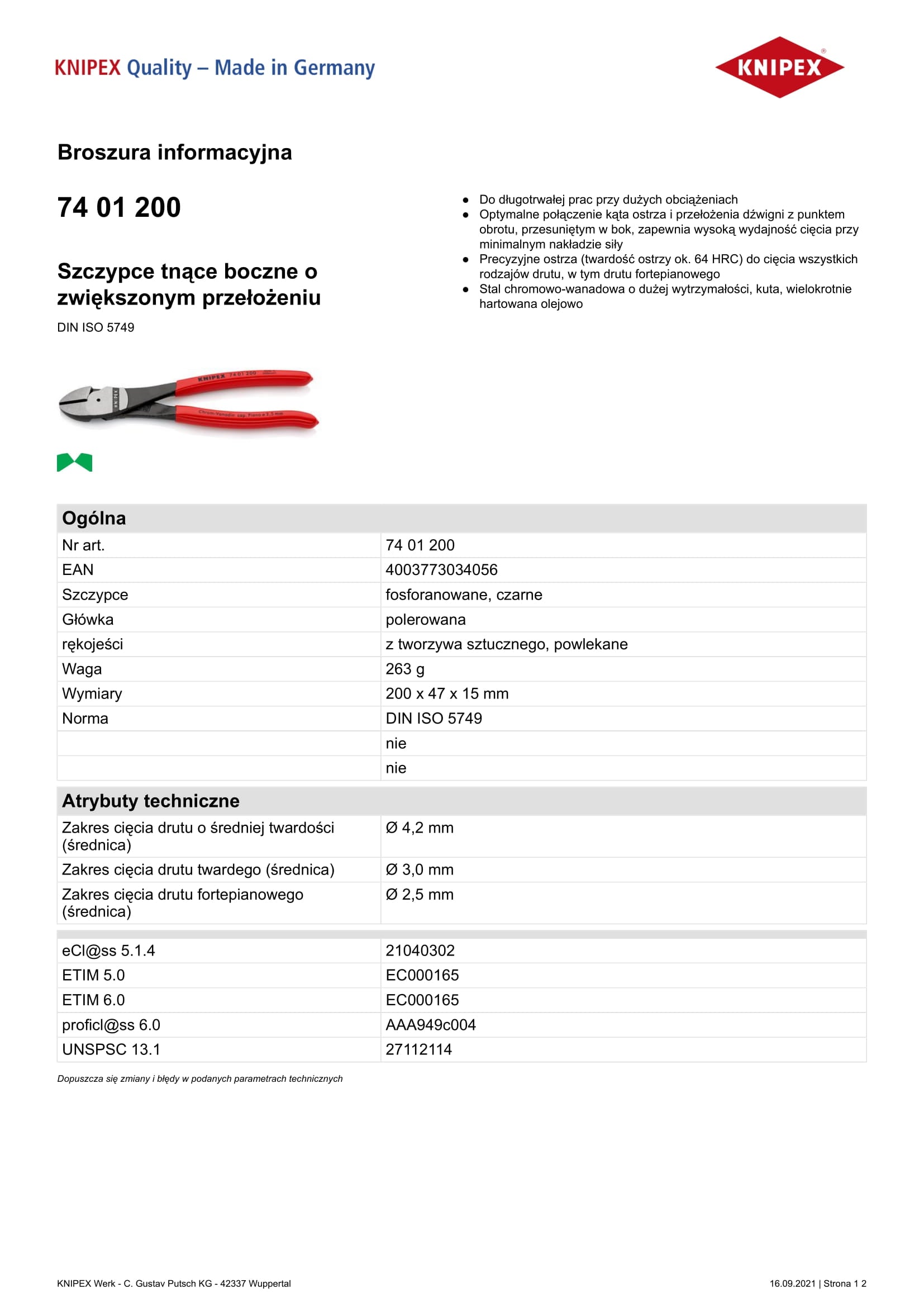 High Capacity Side Cutting Pliers 200mm