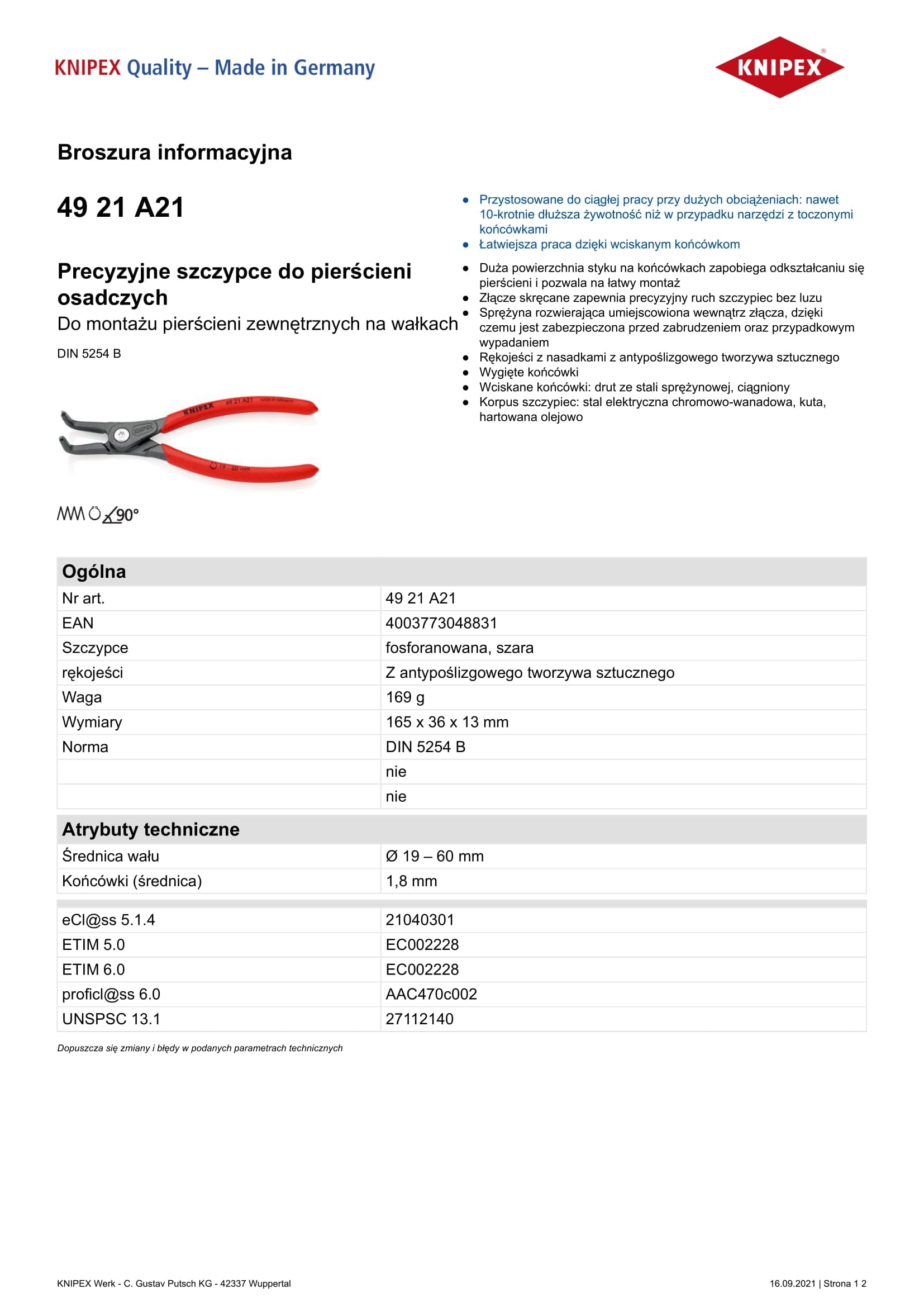 Pinza per anelli elastici di precisione per pinze per anelli elastici esterni piegati 165 mm