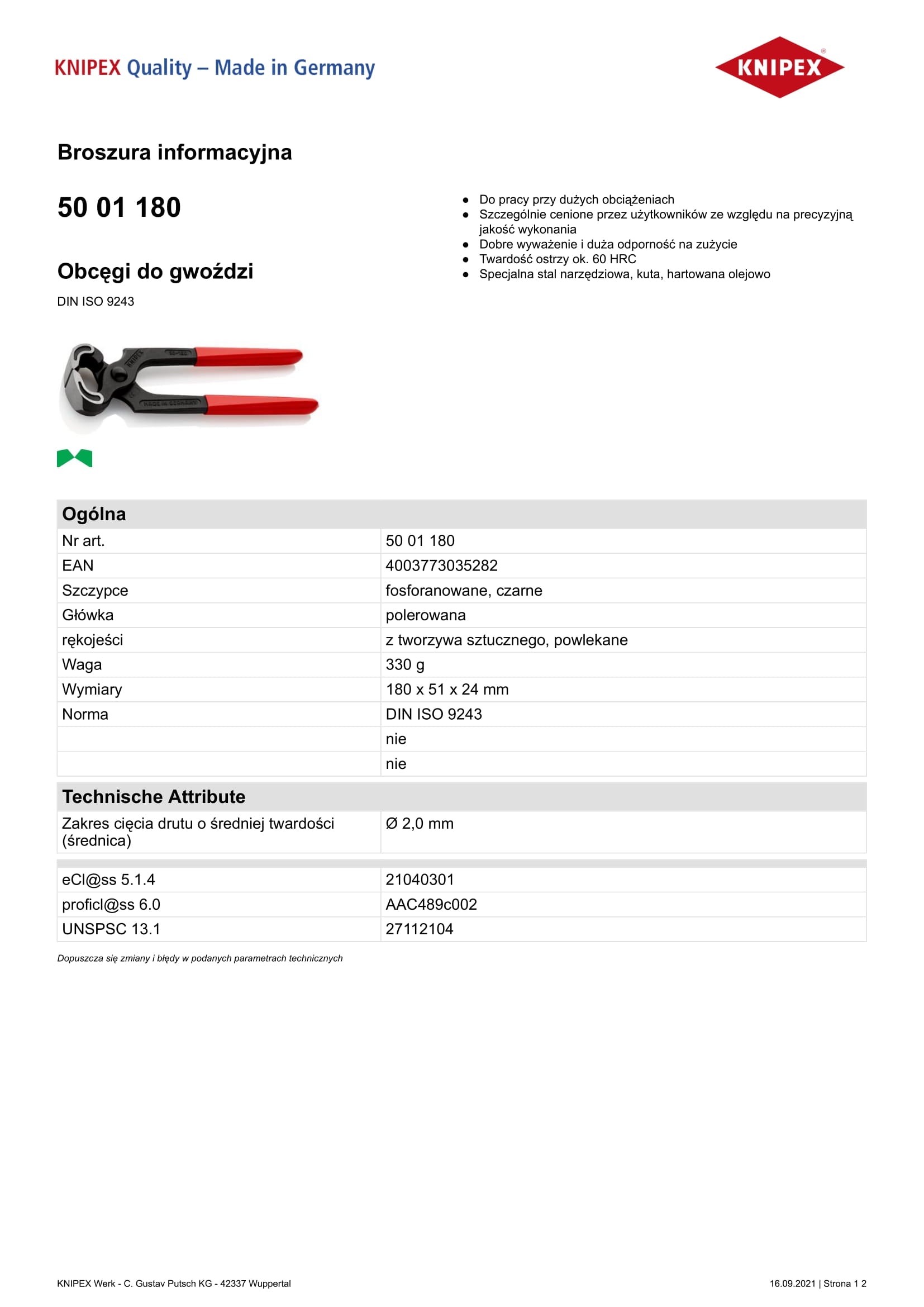 Kleště na nehty 180 mm