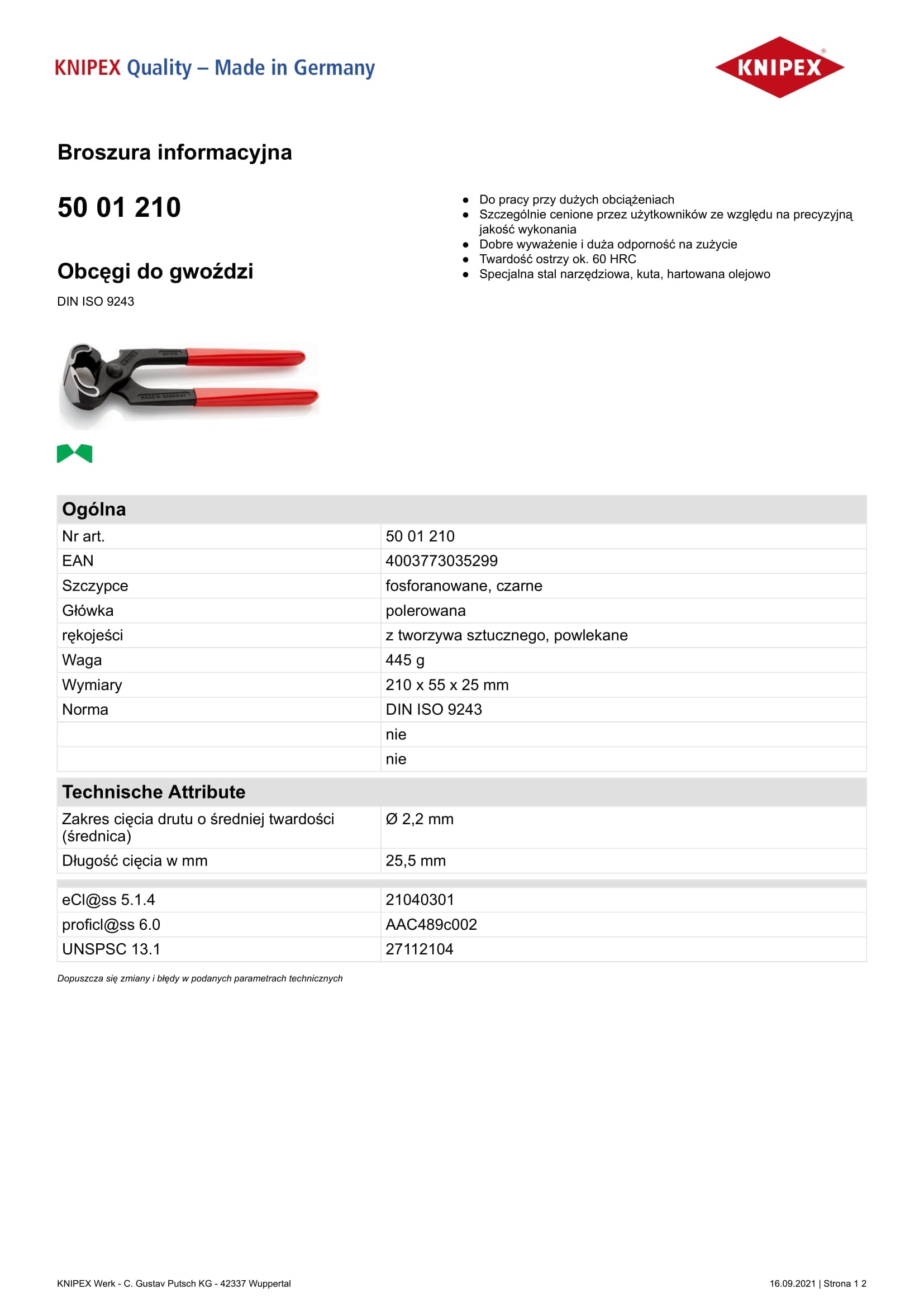 Kleště na nehty 210 mm