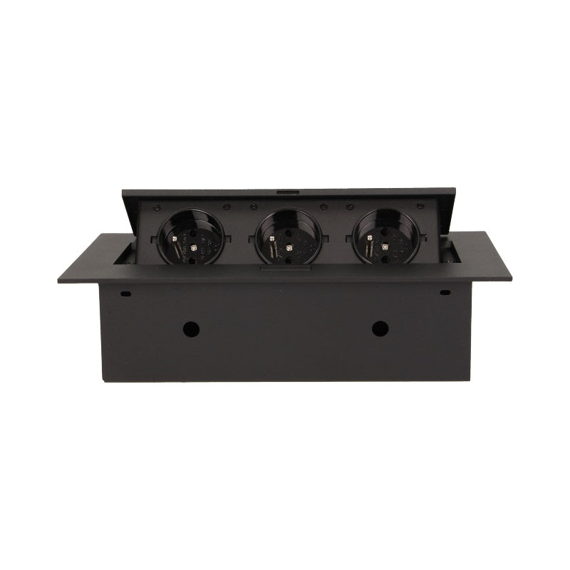 Prise Encastrable 3x2p+z Bord Plat Noir