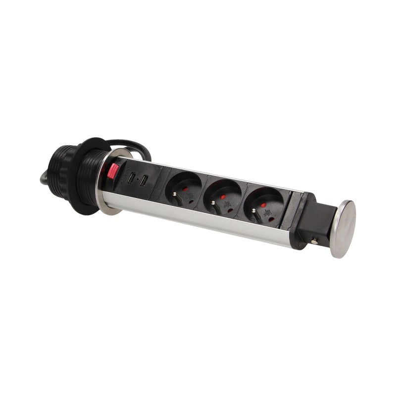 Möbeluttag 3x2p+ Med Bordsskiva 6cm Inox Block 1,8m