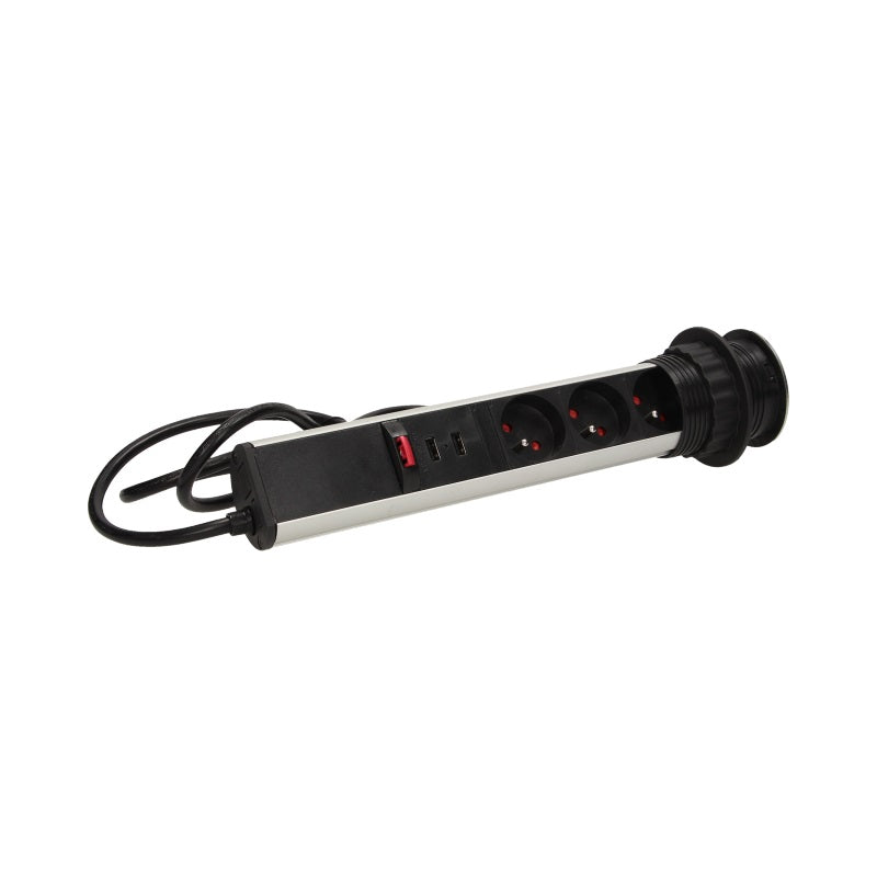 Möbeluttag 3x2p+ Med Bordsskiva 6cm Inox Block 1,8m