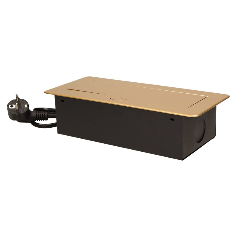 Sockets Mounted Into The Tabletop 3x2p+z Flat Milled Edge 1.5m Gold