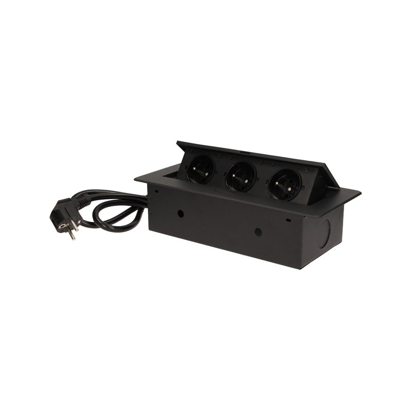 Sockets Recessed Into The Tabletop 3x2p+z Flat Milled Edge 1.5m Black