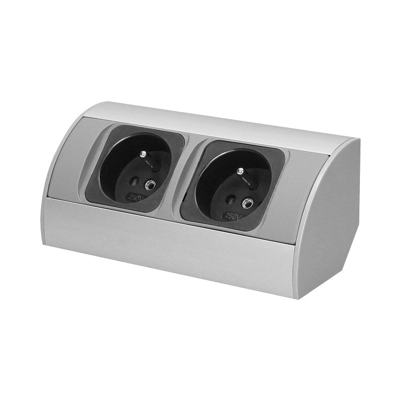Prise Meuble 2x2p+z Argent