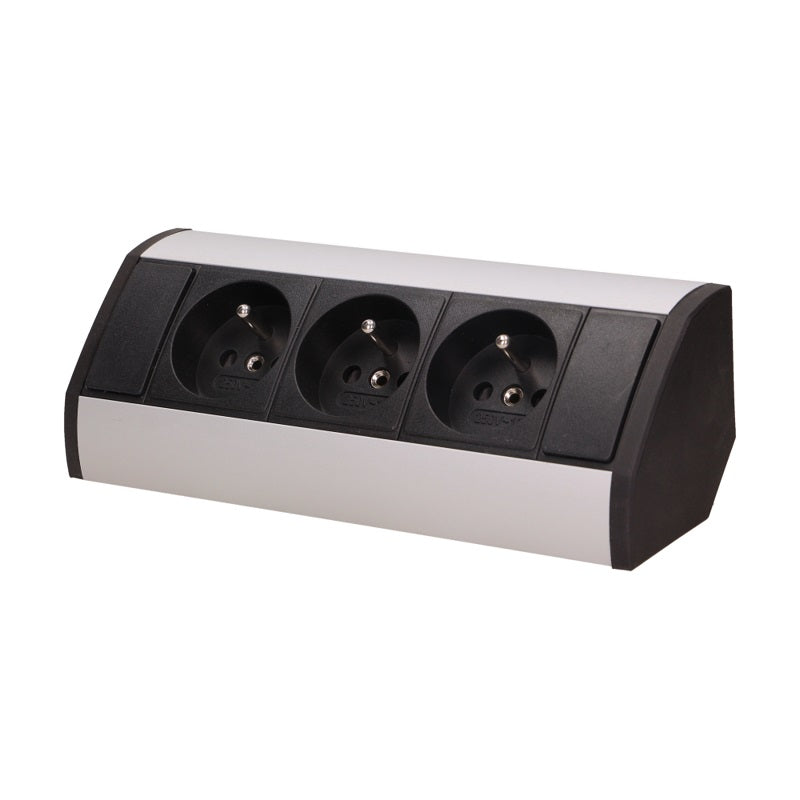 Furniture Socket 3x2p+z Black-silver