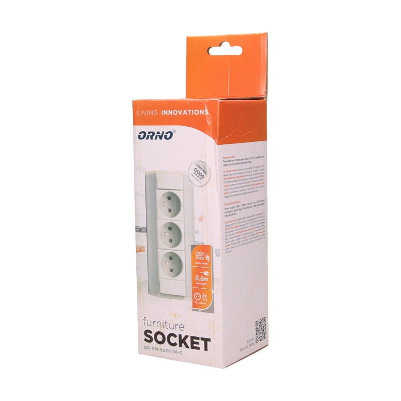 Furniture Socket 3x2p+z White-silver