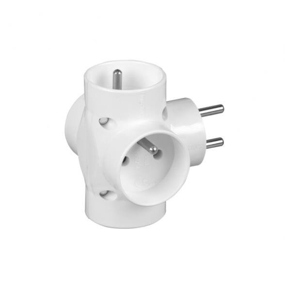 4-way Round Socket Splitter With Grounding White