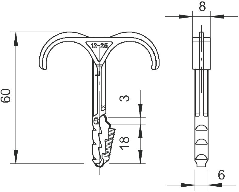 Dobbelt rør- og kabelholder 12-25 stk