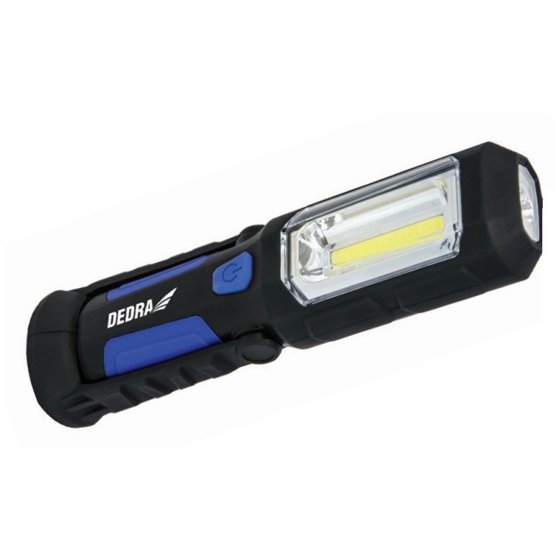 Rechargeable Flashlight 3w Cob Led + 1w Usb Power Supply For 230v And 12v
