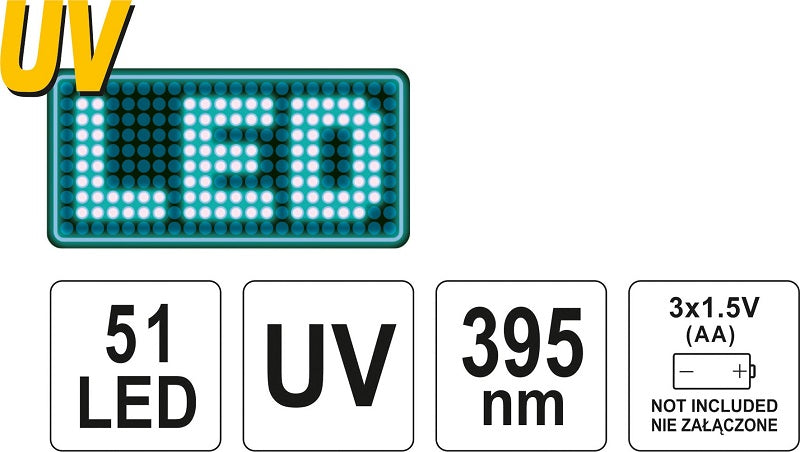 51 Led UV-zaklamp en brilset
