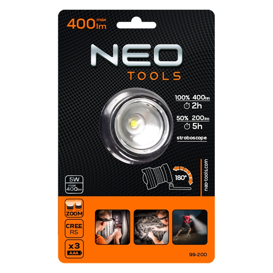 Lampe frontale 400 Lum Zoom Cree R5 3xaaa