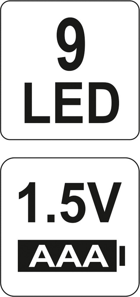 Linterna Aluminio 9 Leds Negra