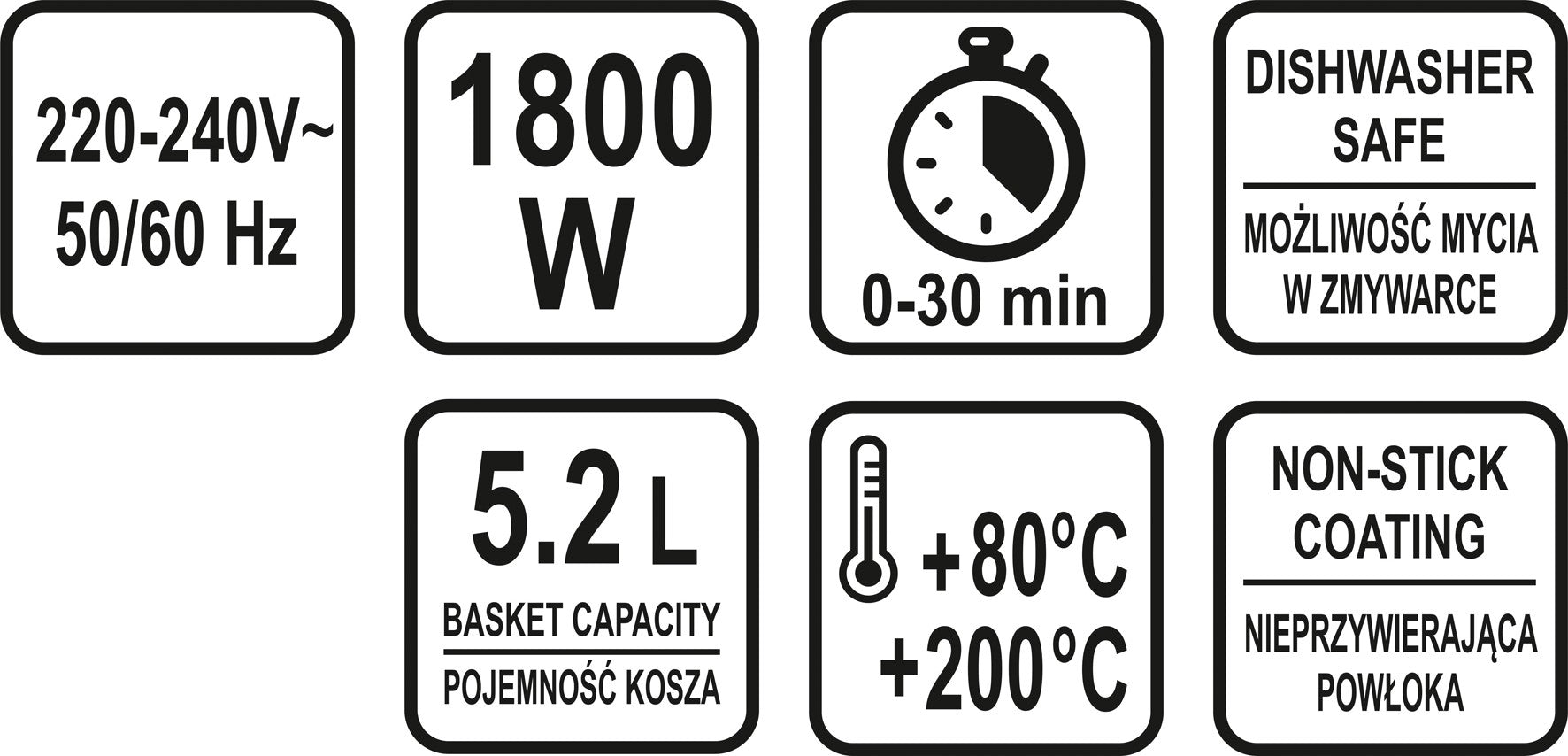 Fritéza 1800w 5,2l.