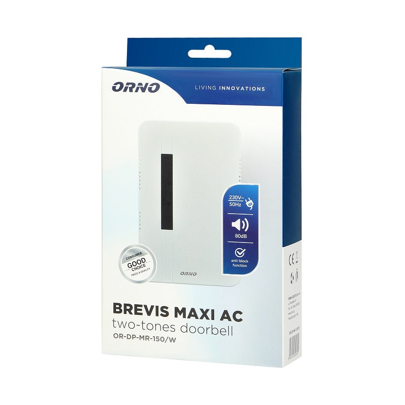 Elektromechanický dvoutónový zvonek 230v White Brevis Maxi