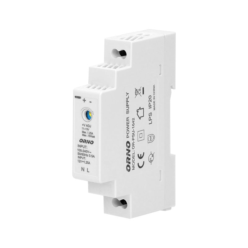 Din Rail Power Supply 12vdc 1.25a 15w 1 Module Width