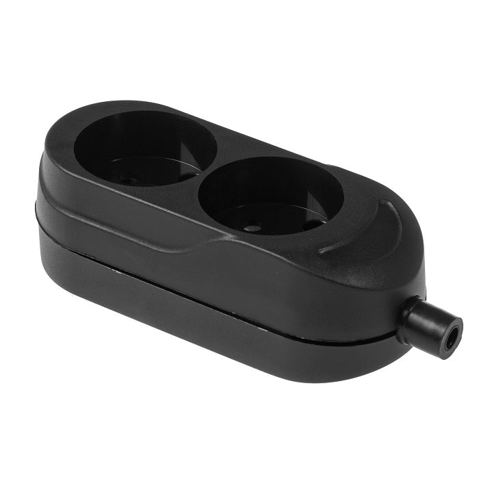 Double Socket 16a 250v Detachable B/u Black