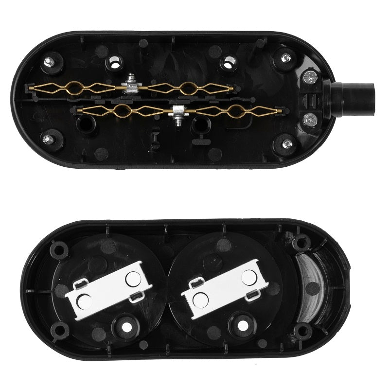 Double Socket 16a 250v Detachable B/u Black