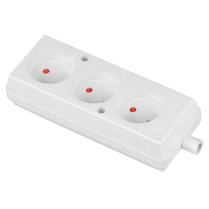 Drievoudige stopcontact 16a 250v afneembaar B/u wit