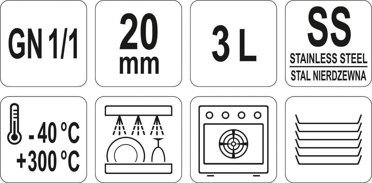 Recipient Gastronomic Gn 1/1 20mm