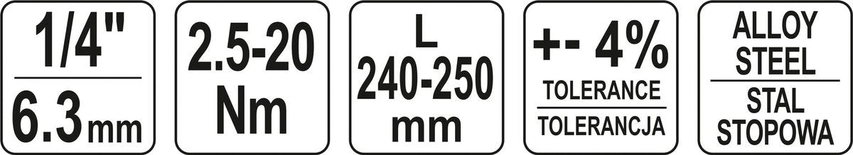 Drehmomentschlüssel 1/4'' 2,5-20 Nm