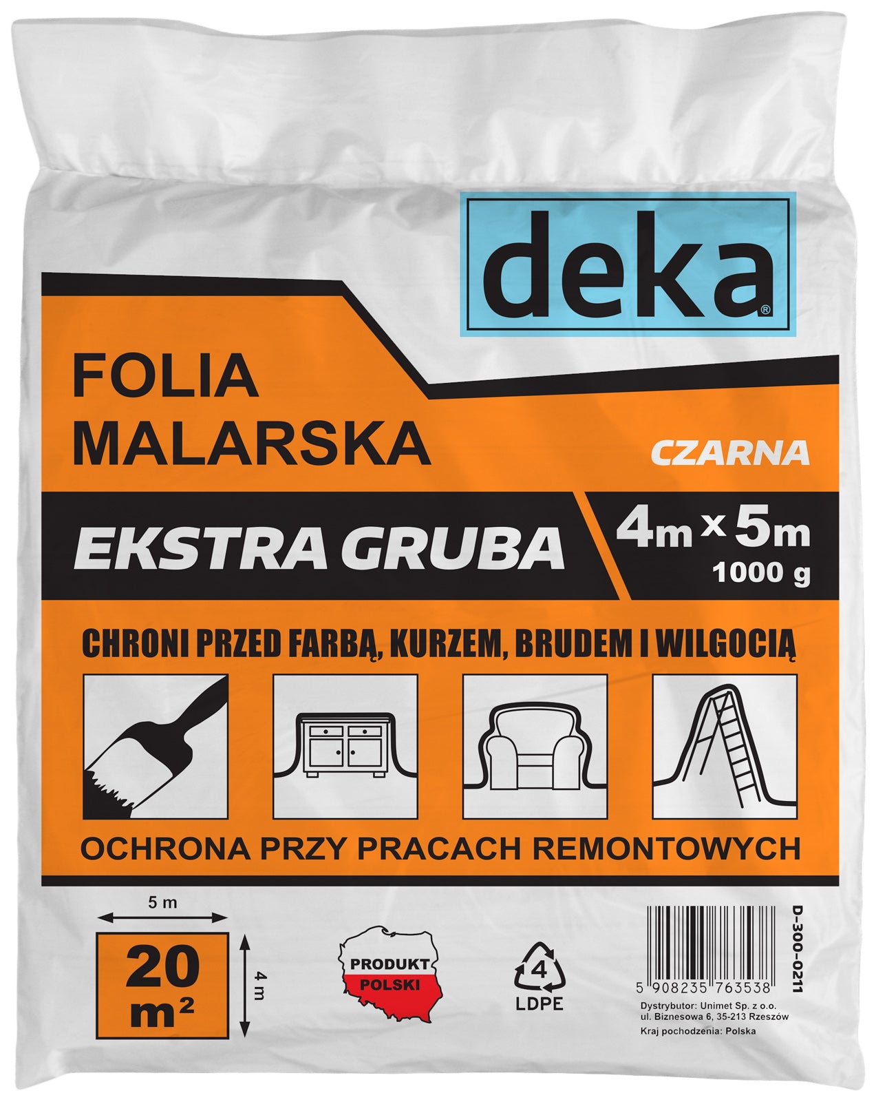 Foglio di pittura nero extra spesso 4 * 5 m 1000 g