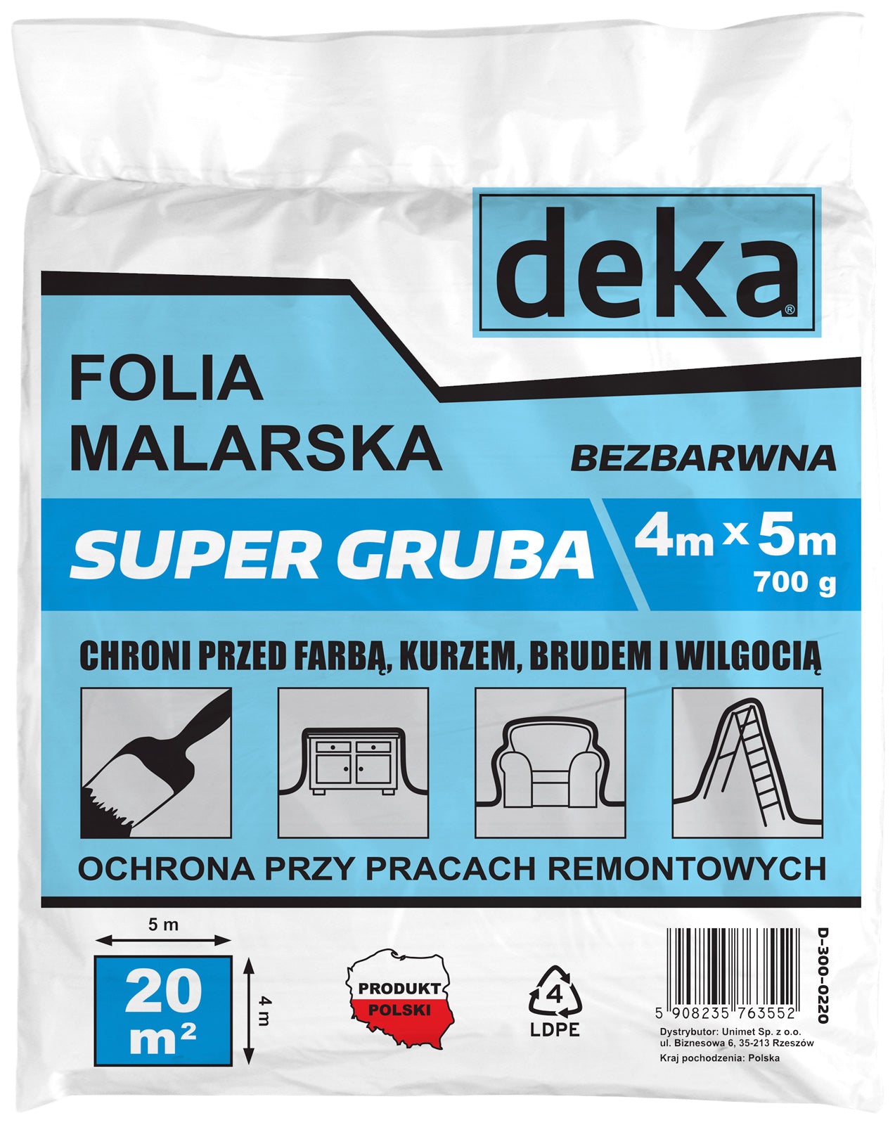 Super silná malířská fólie čirá 4*5m 700g