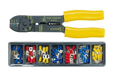 Alicates para engarzar conectores + conectores en casete