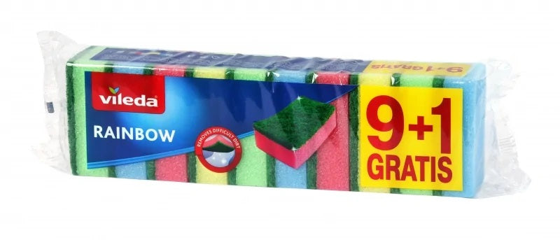 Vileda Rainbow Dish Sponge 9+1 Free