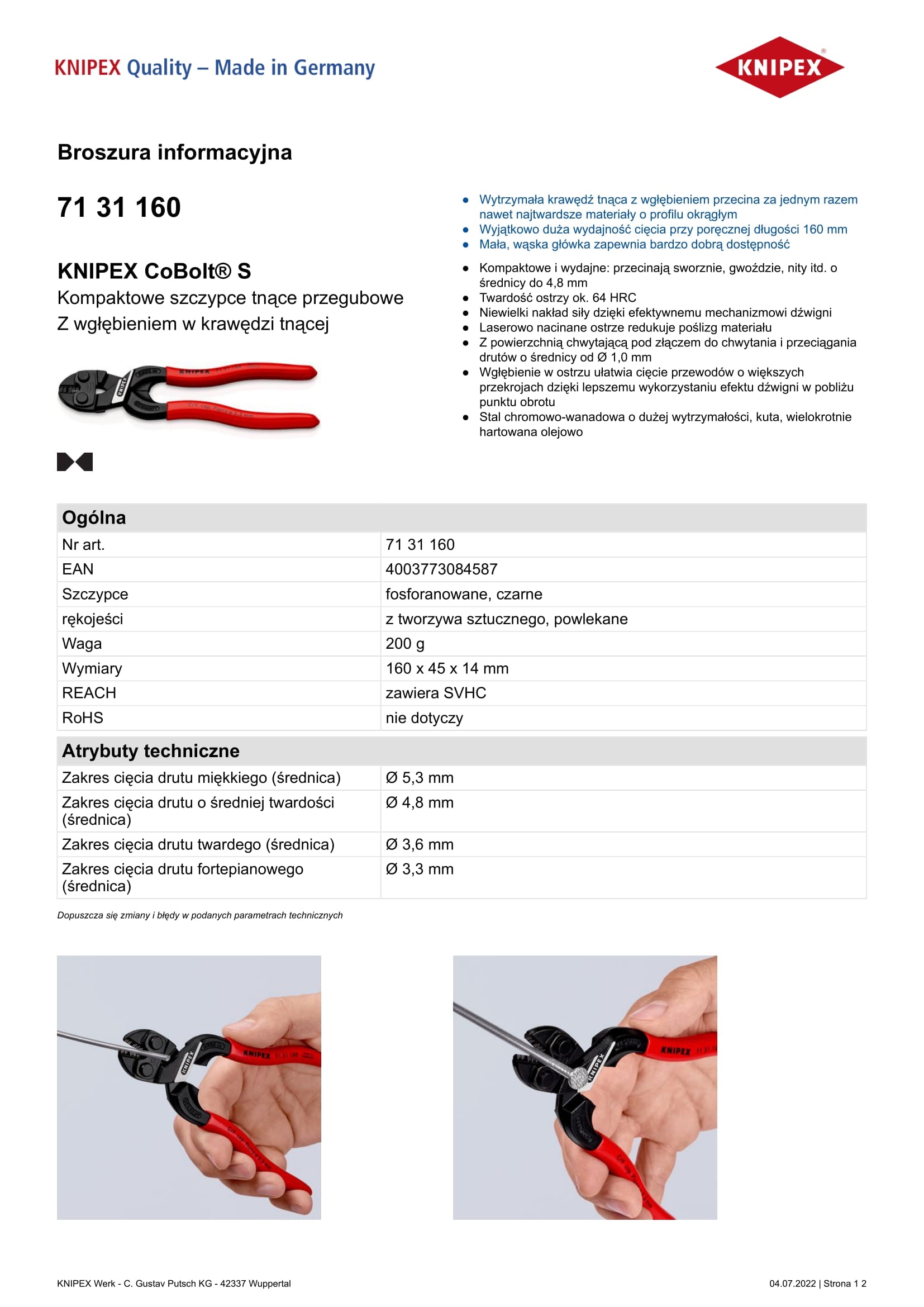Cobolt kompaktné kĺbové kliešte 160 mm