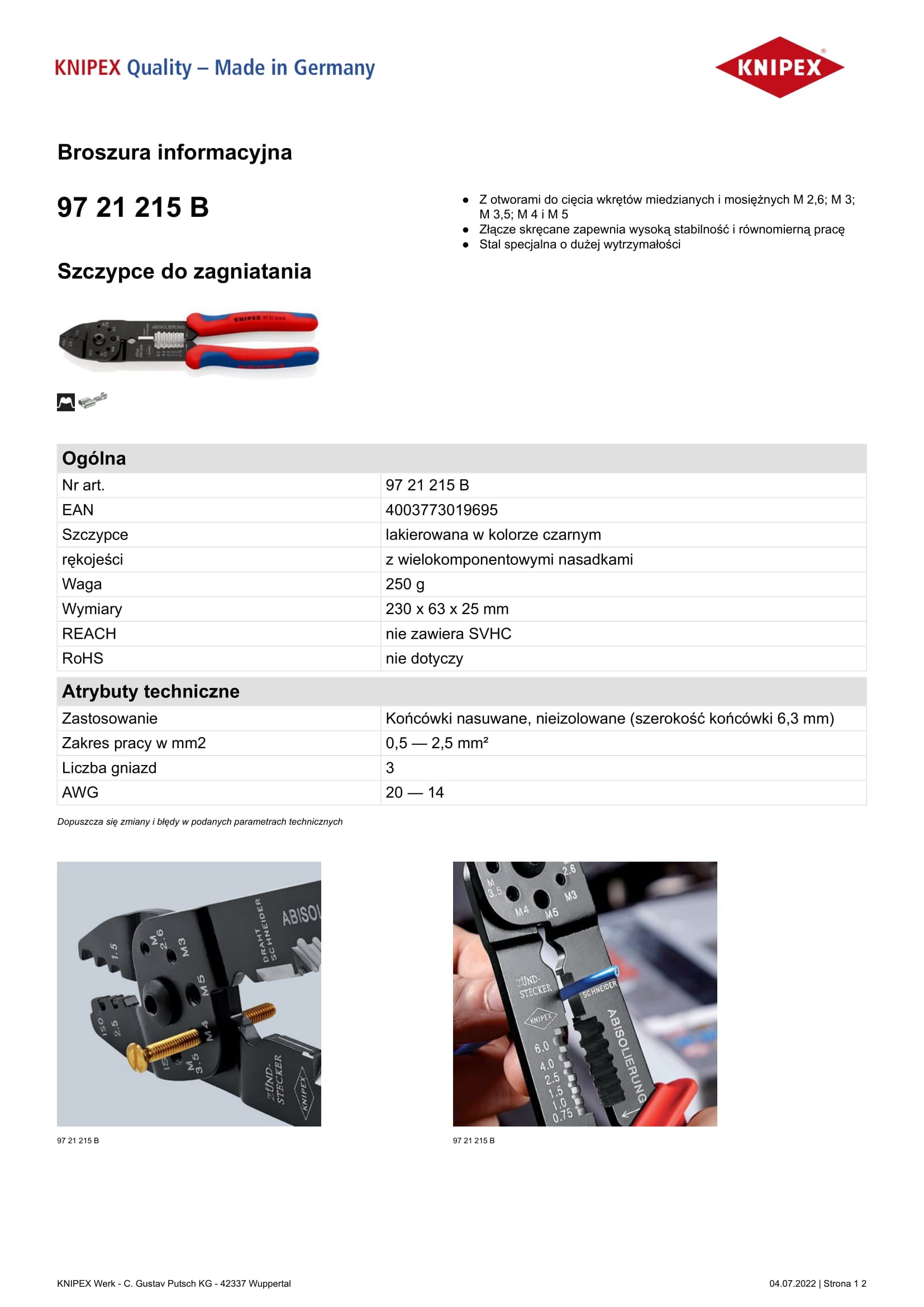 Crimping Pliers For Cable Connectors 0.5-2.5 Mm
