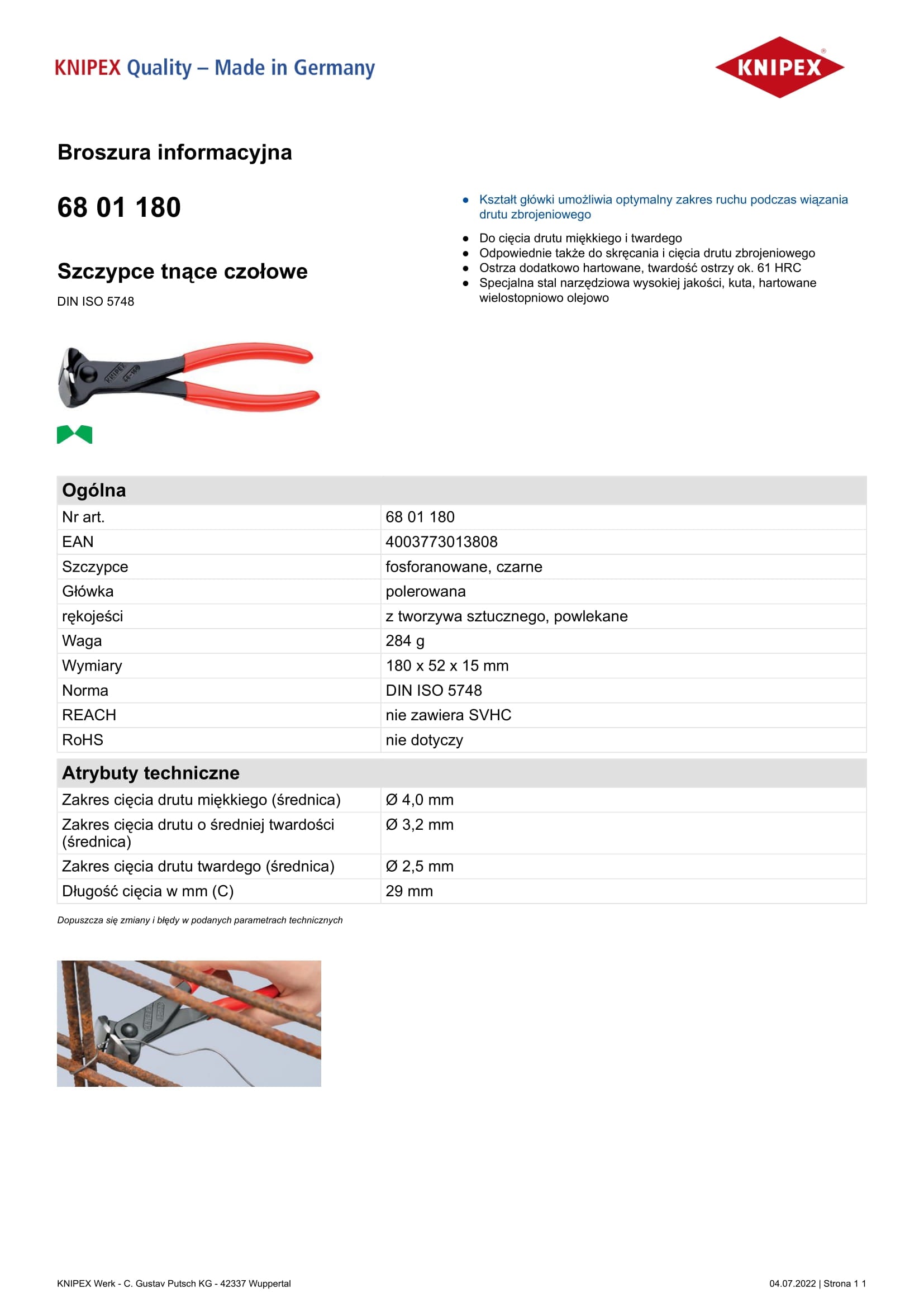 Beschichtete Vornschneider 180 mm.