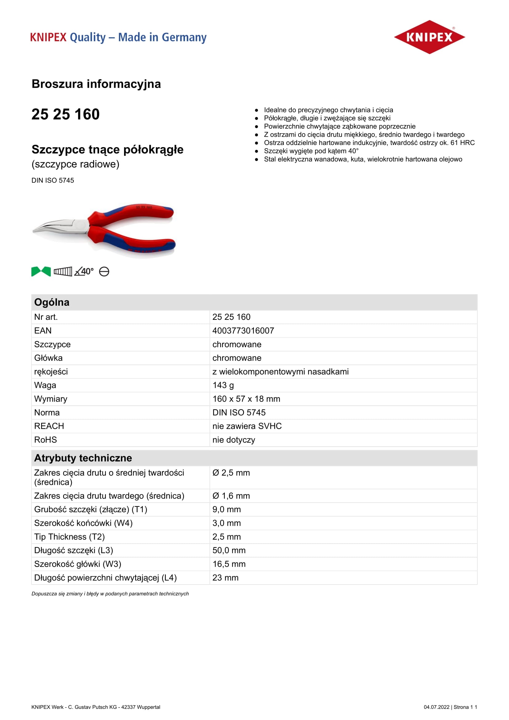 Půlkulaté štípací kleště 160mm