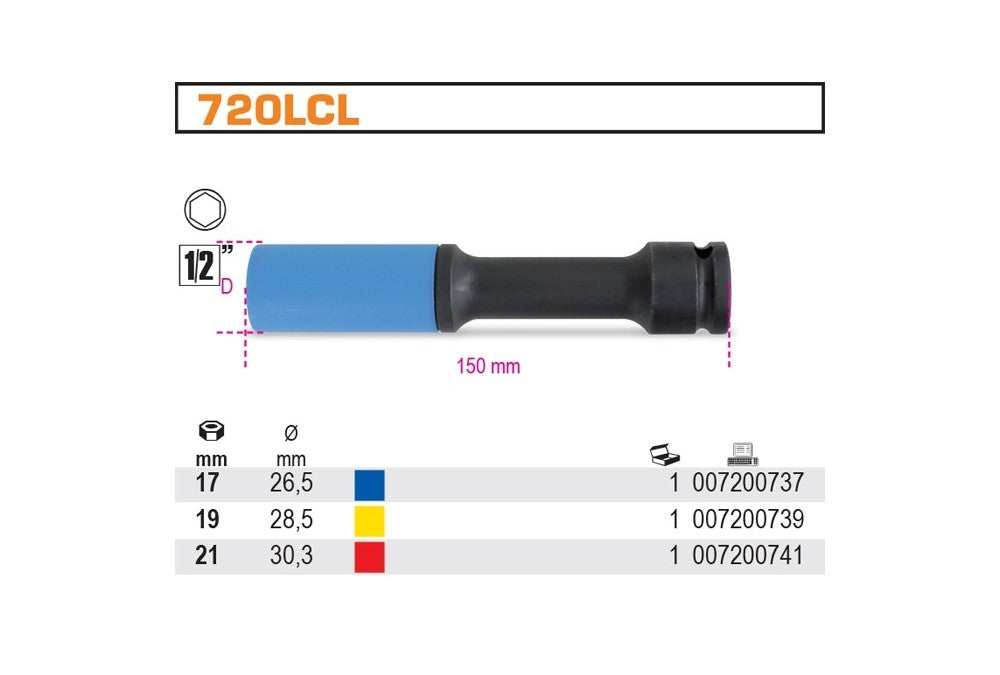 Set Of Impact Sockets For Aluminum Wheels Polymer Covers 3 Pcs.