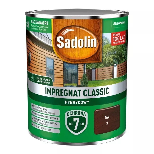 Impregnat hybrydowy Sadolin Classic 7 lat Tek 0,75
