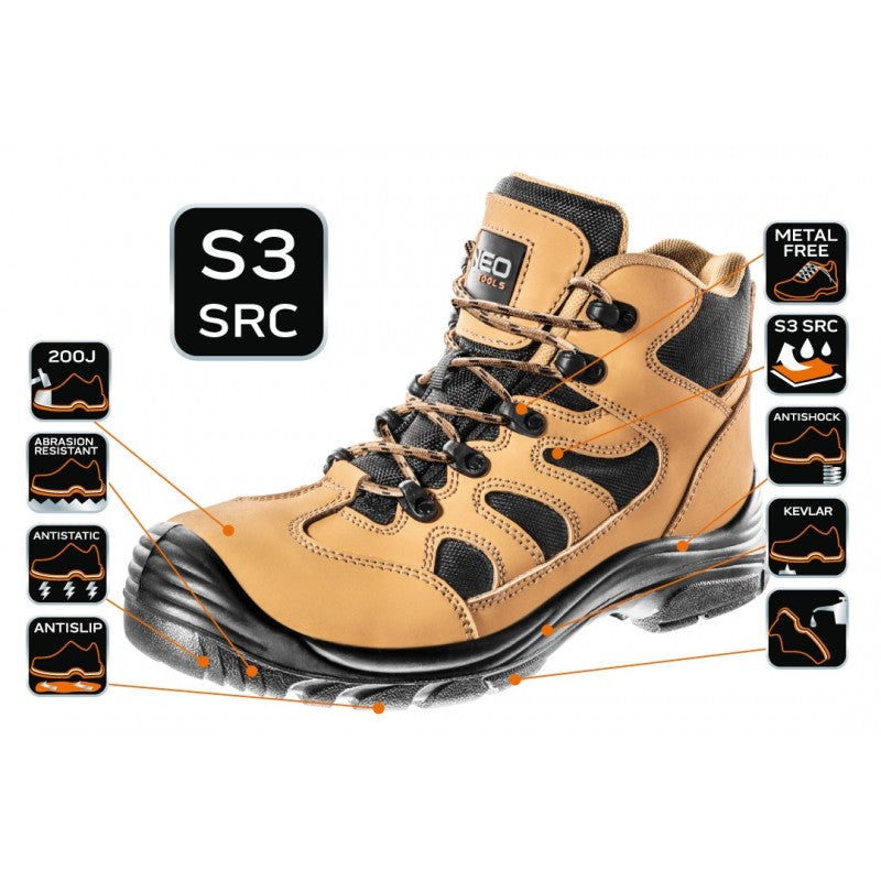 S3 Src Work Ankel Shoes Nubuck Metal Free Storlek 45